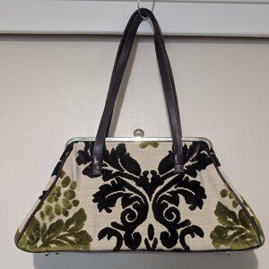 Glenda Gies 'Jackie' Vintange Inspired Shoulder Bag/Purse Green, Brown, Cream